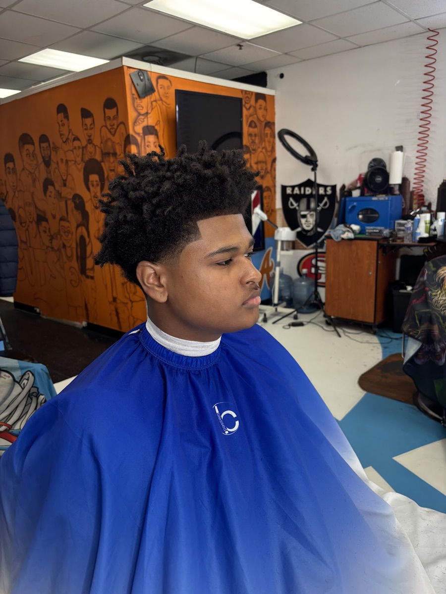Sponge twists with a crisp burst fade, side profile
